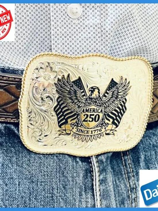 Western Flag Belt Buckle Made in USA, Metal, One Size - Picture 3 of 7